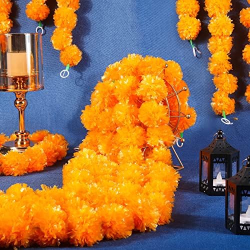 Giegxin 15 Pack 5ft Marigold Garland for Decor, Light Orange - Image 4