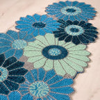 ALPHA Living HOME Bedaed Table Runner- 13x36 Glitz Décor for Farmhouse, Bridal, and Holiday Celebrations Luxury Dining Table Accent, Rustic Chic, Artisan-Made, Modern Floral (Blue) - Image 3