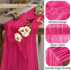 8 Pack Hot Pink 10 Ft Cheesecloth Table Runner 35x120 Inch Boho Wrinkled Sheer Romantic Gauze Decor for Wedding, Bridal Shower, Birthday Party - Image 2