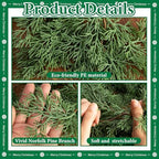 2 Pcs Christmas Norfolk Pine Garland, 6 Ft Dense Pines Realistic Touch Garland Ornaments, Greenery Artificial Pine Cypress Garlands for Christmas Holiday Mantle Fireplace Table Home Decor - Image 3