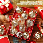 Jenaai 12 Pcs Christmas Champagne Glass Ball Ornaments, Tree Decoration - Image 3