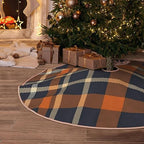 Christmas Tree Skirt 48 Inch, Navy Blue and Orange Plaid by MIZIBAO