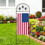 Garden Flag Stand, Metal Yard Flag Holer, Fleur Style Decorative Flag Pole Stake for Outside, Suit for 12 * 24 inch Christmas Garden Flag (Flag Not Include) - Image 6