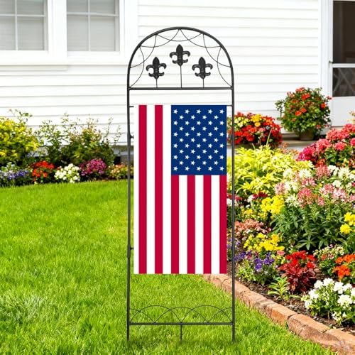 Garden Flag Stand, Metal Yard Flag Holer, Fleur Style Decorative Flag Pole Stake for Outside, Suit for 12 * 24 inch Christmas Garden Flag (Flag Not Include) - Image 6