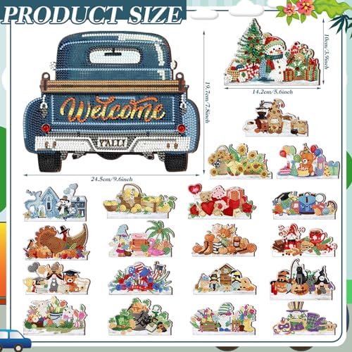 Burbell 21 Pcs Interchangeable Diamond Painting Welcome Sign Blue Truck - Image 2