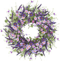 Sggvecsy Purple Daisy Wreath 24 Inch Spring Summer Wreath with Fake Silk Floral Green Eucalyptus Leaves and Lavender for Front Door Window Wall Wedding Farmhouse Festival Decor by Sggvecsy