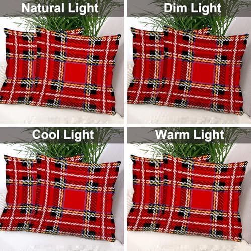 Batmerry Tartan Plaid Throw Pillow Covers, Royal Stewart Tartan Classic Red Scottish Plaid Decorative Pillow Covers Digital Printing Blended for Couch Sofa Bed Invisible Zipper 24X24 in(Set of 2) - Image 7
