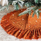 Fall Tree Skirt 45 Inch Orange Christmas Tree Skirt Ruffle by Unknown