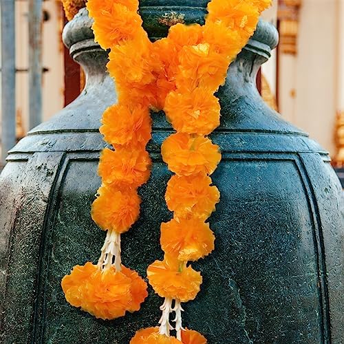 Giegxin 10 Pack Marigold Garland 5 ft Artificial Orange Diwali - Image 5