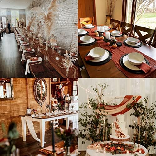 12 Pack Rose Gold Cheesecloth Table Runner 10ft Boho Gauze Cheese Cloth Table Runner Rustic Sheer Runner 120 inch Long for Christmas Wedding Bridal Baby Shower Birthday Table Decorations - Image 7