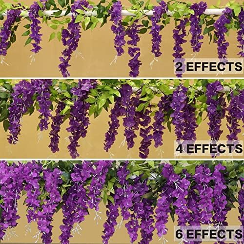 dallisten Wisteria Artificial Flowers Garland, 4Pcs 7.2Ft/Piece Silk Fake Wisteria Vine Kit, Hanging Flower for House Outdoor Garden Ceremony Outside Wedding Arch Floral Decor (4, Purple) - Image 5
