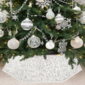 Christmas Tree Collar with Sparkling Sequin Tree Skirt for Holiday Home Decor Xmas Tree Ring(White, X-Large) by SunshineDecor