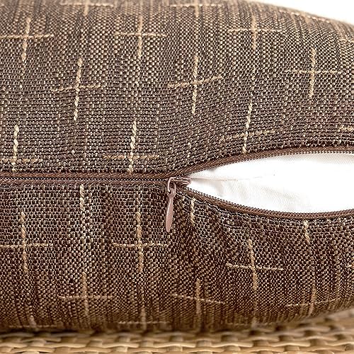 MIULEE Pack of 2 Decorative Vintage Burlap Linen Brown Throw Pillow Covers Modern Farmhouse Pillowcase Rustic Woven Textured Cushion Cover for Sofa Couch Bed 12x20 Inch Dark Coffee - Image 3