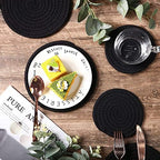 Set of 6 Round Woven Placemats,13.8 inch Cotton Plate Chargers Black Thick Tablemats Braided Tablemats for Dining Rattan Mats Weave Placemats for Table Decoration - Image 5