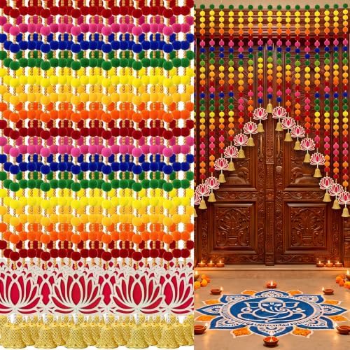 12 Pcs 5 ft Diwali Marigold Garland Decorations Indian Artificial Flowers by Highergo