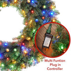 Casafield 36" Pre-Lit Fir Artificial Christmas Wreath Holiday Décor, 150 LED White & Multicolor Lights, 270 PVC Tips for Front Door, Window, or Mantel - Image 3