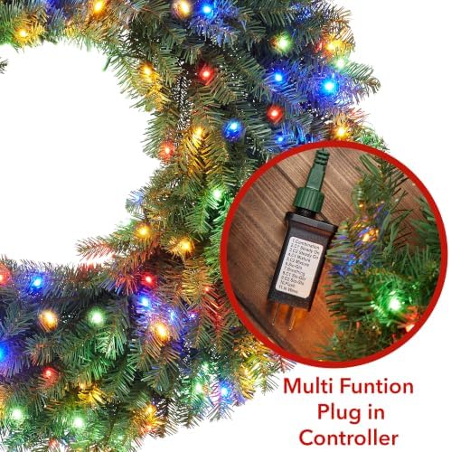 Casafield 36" Pre-Lit Fir Artificial Christmas Wreath Holiday Décor, 150 LED White & Multicolor Lights, 270 PVC Tips for Front Door, Window, or Mantel - Image 3