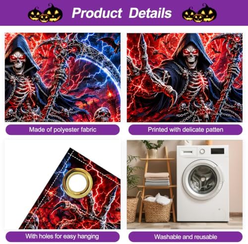7x16FT Halloween Neon killer Garage Door Banner UV Reactive Fluorescent killer Garage Door Cover Decoration for Hallowen Decoration - Image 3