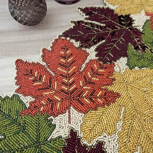 Enliven Handmade Maple Leaf Beaded Table Runner, 13x36 Inches Lightweight Decorative Table Runner, Perfect for Dining/Wedding/Party/Everyday Use & Easy to Clean, Elegant Beaded Runner (Multicolor) - Image 5