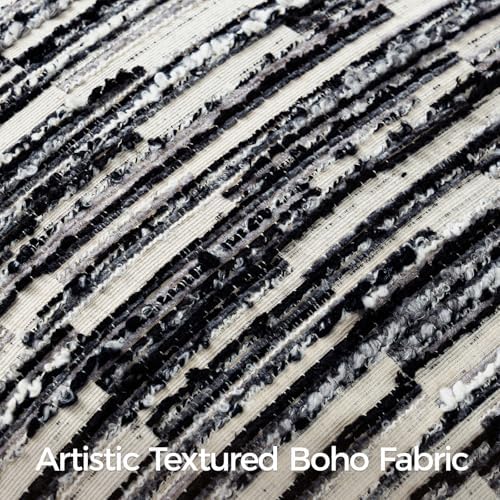 a moment Boho Striped Decorative Throw Pillow Covers 24"X24" Set of 2，Black - Image 4