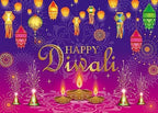 Happy Diwali Backdrop Burning Light Deepavali Diwali Photography Backdrop for Indian Festival of Lights Party Decoration Photo Background (8X6FT(94X70inch)) - Image 2