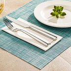 Restaurantware Blue Vinyl Woven Placemat, 16 x 12 in, 6 Pack - Image 3