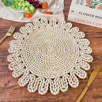 IcosaMro 13.8" Boho Placemats Set of 6 Round Woven Placemats Natural Table Place Mats for Dinning Table Indoor & Outdoor Wicker Wicker Charger Plates for Wedding Christmas Thanksgiving Events - Image 3