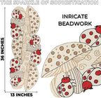 CLEENTABLE Beaded Table Runner, Red & White, 13x36 - Image 4