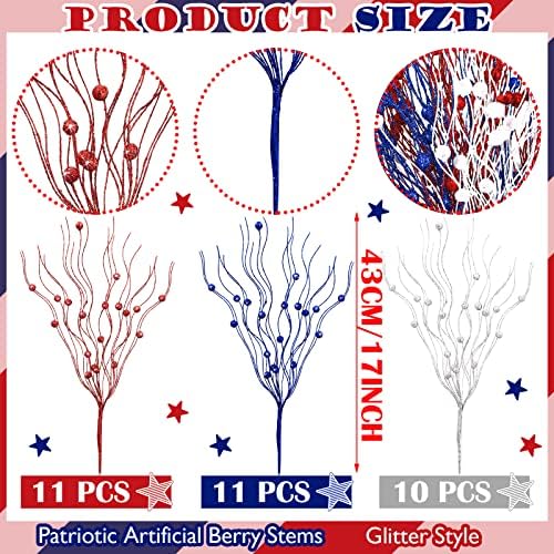 Giegxin 32 Pack Labor Day Centerpiece Decor Red White Blue Stem Picks - Image 2