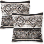 · REDEARTH · Boho Textured Handwoven Throw Pillow Cases - Black Jasper by REDEARTH