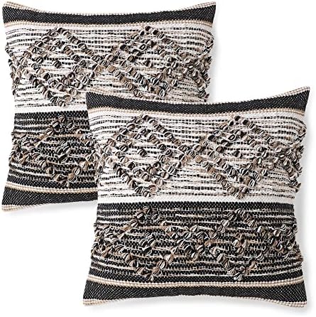 · REDEARTH · Boho Textured Handwoven Throw Pillow Cases - Black Jasper by REDEARTH