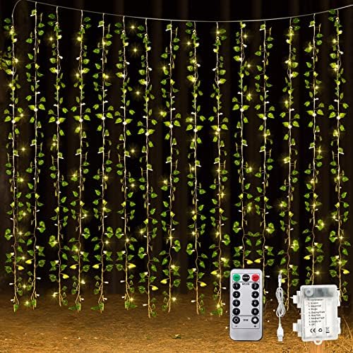 Unittype 15 Pcs 6.6 ft Fake Vines with Lights for Bedroom 300 LED, Ivy Leaf by Unittype