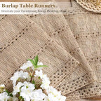 Niviy Burlap Boho Table Runner for Spring Home Decor 132 Inches Long, Modern Farmhouse Decor Rustic Macrame Woven Coffee Table Runners for Summer Dining Table Decoration, Burlap Brown - Image 2