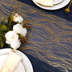 Snowkingdom 2pcs Gold Wave Table Runner, 11×108 Inch Golden Metallic Sparkle Lines Mesh Table Runners, Lightweight Gold Party Decorations for Mothers Day, Wedding, Birthday, Christmas, Party Dinner - Image 5