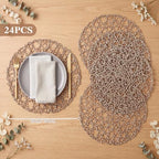 Threehoney Paper Braided Round Placemats, Set of 24, Mocha, 13 in - Image 2