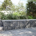 vidaXL Gabion Basket with Cover 78.7"x39.4"x19.7" Galvanized Iron - Image 2