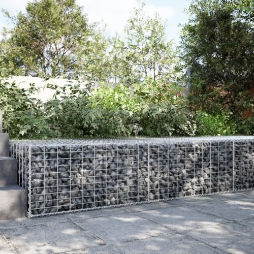 vidaXL Gabion Basket with Cover 78.7"x39.4"x19.7" Galvanized Iron - Image 2