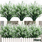 RECUTMS White Outdoor Artificial Flowers UV Resistant Fake Plants 20 Bundle by RECUTMS