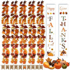 Fall Decor Set 5 Pack 5.9Ft Artificial Fall Maple Leaves Garland - 70pcs with Mini Pumpkins kit, Happy Fall Porch Banner Welcome Signs Autumn Decor for Thanksgiving Home & Fall Decorations by NQN
