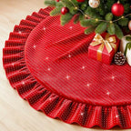 Red Tree Skirt Small Sequin Christmas 60 Inch Velvet Mini for Pencil Glitter Skirts Collar Sparkle Decorations by FANPROMS