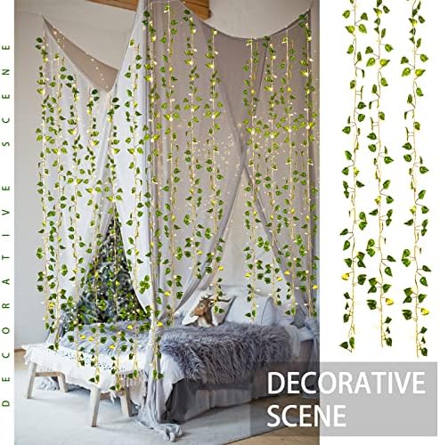 Unittype 15 Pcs 6.6 ft Fake Vines with Lights for Bedroom 300 LED, Ivy Leaf - Image 4