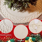 NIBESSER White Knit Tree Skirt 48" - Ivory Knitted Christmas Tree Skirt Mat for Home Party Holiday Ornaments Christmas Decorations - Image 5