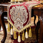 Burgundy Paisley Jacquard Christmas Table Runner 94 Inch for Banquet by HeMiaor