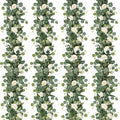 TOCHGREEN 4 Pack Artificial Eucalyptus Flower Garland with White Roses by TOCHGREEN