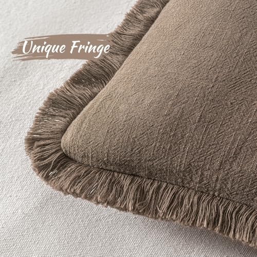 MIULEE Linen Decorative Fall Lumbar Throw Pillow Covers Cocoa Brown 12x20 - Image 3