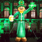 12 Ft St Patricks Day Decorations Inflatable Leprechaun, Blow up Leprechaun Hold Shamrocks Beer Build-in LED Light for Yard Garden Decorations, Indoor and Outdoor Theme Party Yard, Garden, Lawn Decor - Image 5