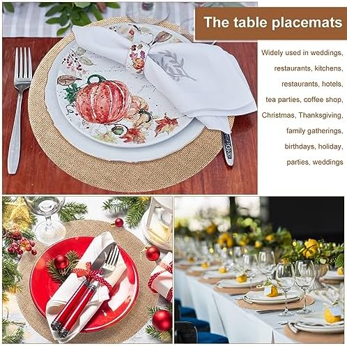 100 Pieces Round Burlap Placemats Bulk 11.8 Inch Boho Table Mats - Image 6