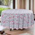 Ridhi Hand Block Print Round Tablecloth Flamingo Pink 132 Inch 100% Cotton by Ridhi