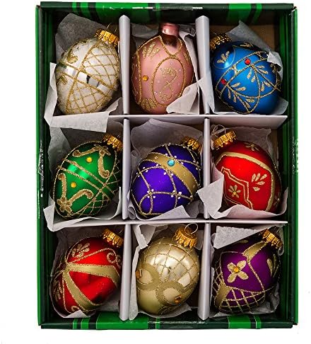 Kurt S. Adler Glass Decorative Egg Ornament, 45mm, Set of 9, Multicolored (GG0517) - Image 2