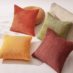 Topfinel Throw Pillow Cover 4pc Set - Multi Yellow Burnt Orange Combo - 22" x 22" Solid Cozy Corduroy Square Accent Decorative Cushion Case for Couch Sofa Chair Bed - Image 6